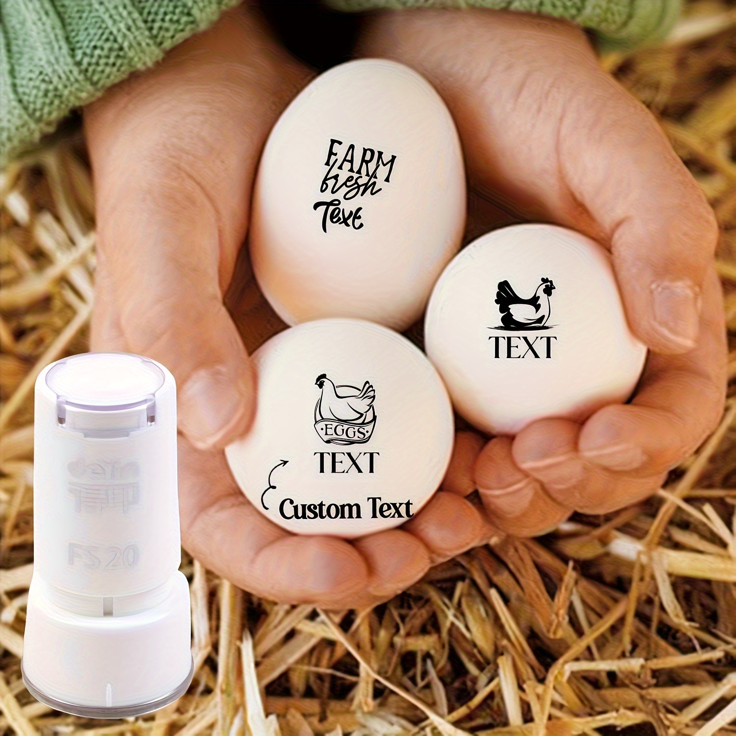 Tampon Œuf Personnalisé - Tampon Boîte à Œufs Fermier DIY Avec Encre - Personnalisez Vos Œufs Et Emballages