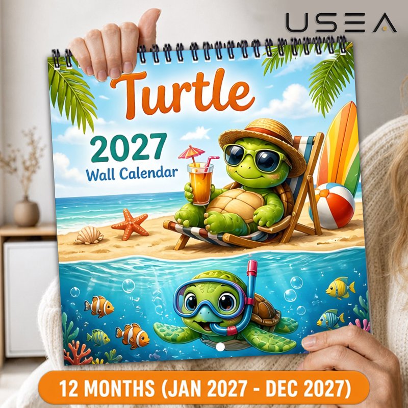 TEMU 1pc 2027 Wall Calendar, 2027 -themed Wall Calendar, 8.3x8.3 Inch Square, Twin Wire Spiral Hanging, 12 Months Monthly Planner & Yearly Organizer,
