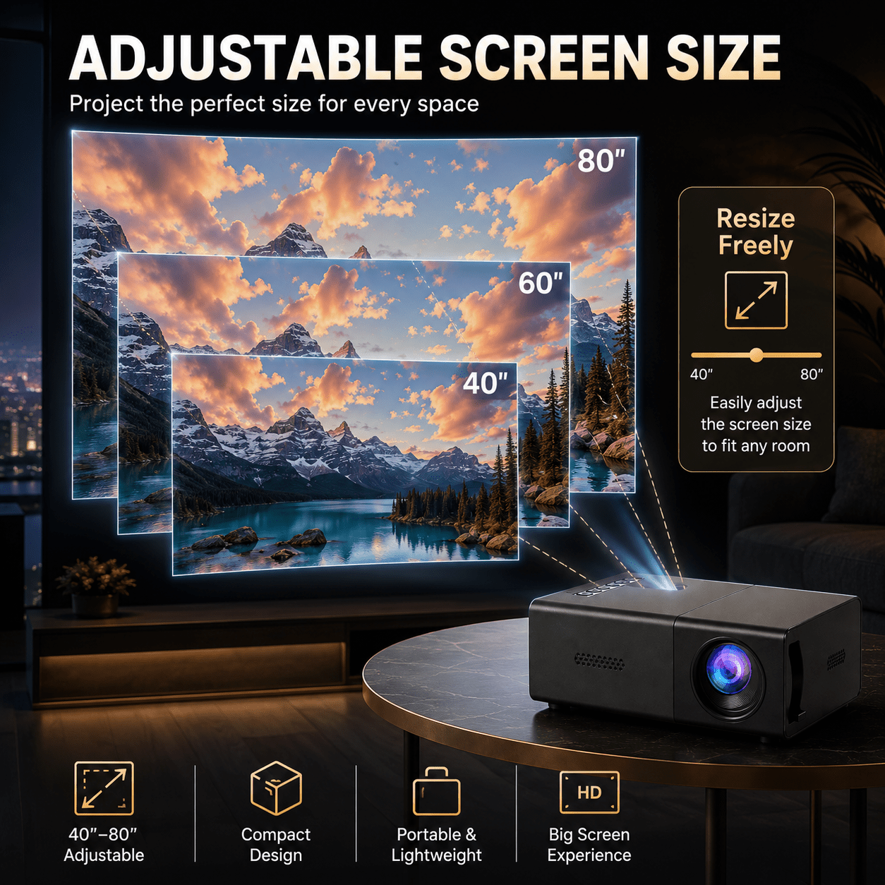 TEMU Mini Portable Projector, Led Micro Projector, Native 240p Resolution, Supports 1080p, , White - For Home Theater, , Gaming - Usb Powered, Wall