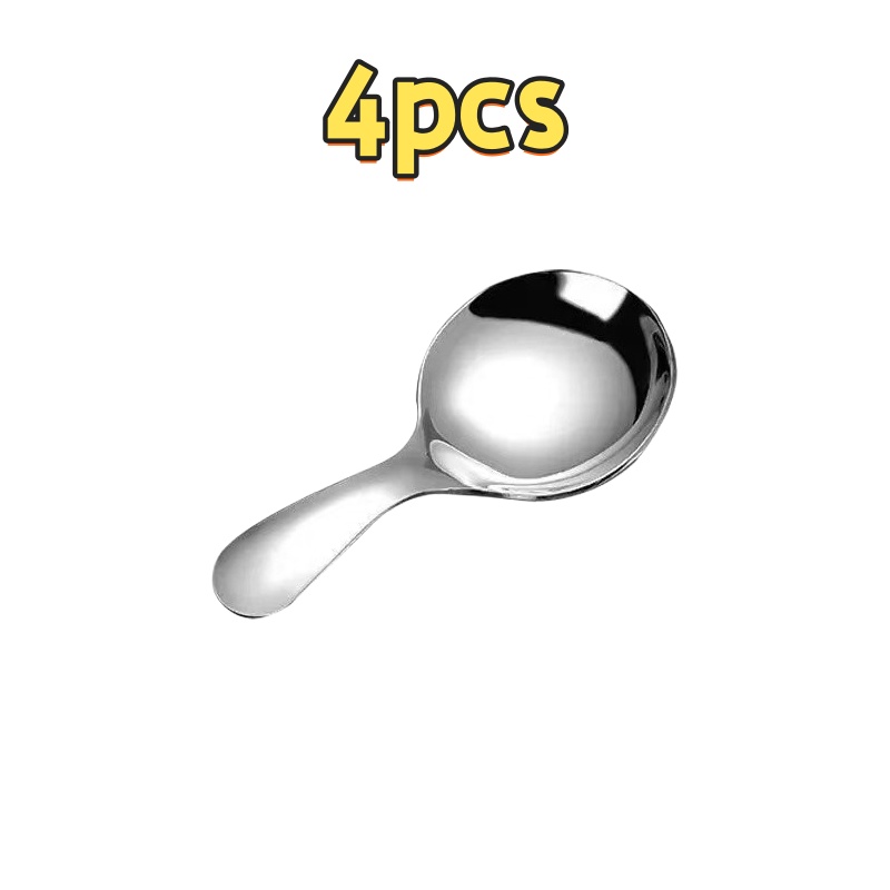 TEMU 4pcs Short-handled Spoons, Stainless Steel Spoons, Coffee And Tea Spoons, 3.5inch Silvery, Used For Condiments, Desserts, Tea, Coffee, Cakes,