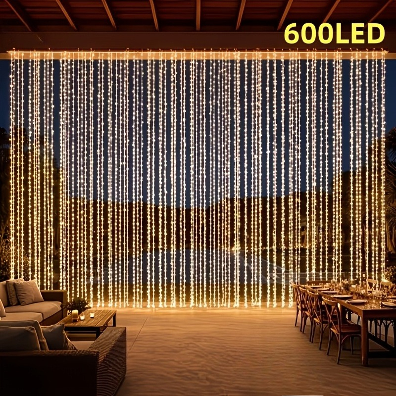 TEMU Guirlande Lumineuse Fée à 600 LED, 236,22 x 118,11 Pouces, de Décoration pour Fenêtre Intérieur/Extérieur, Guirlande Lumineuse Décorative Corde