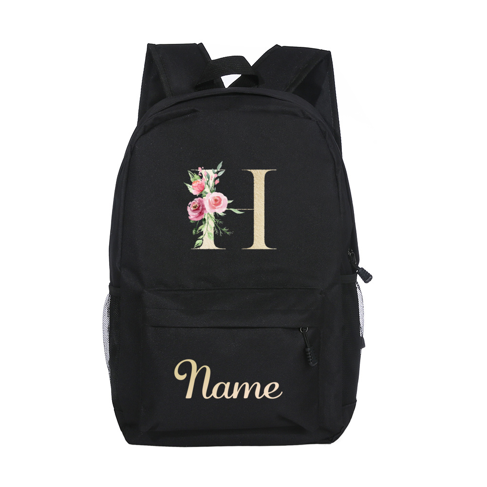 TEMU Customizable Golden Alphabet Shoulder Bag, Ideal For Casual Travel And School Use, Spacious With Multiple Pockets, Great For Middle And High