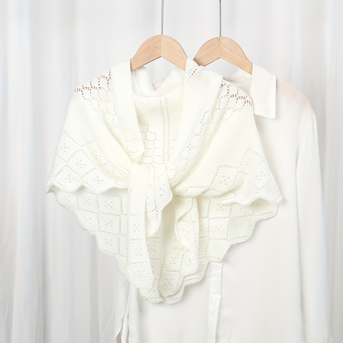E-shop 1 Stück Damen Vintage Schal Cardigan – Leichtes, atmungsaktives Stretch-Gewebe, maschinenwaschbar für Frühling Herbst, Windschutz, Uni-Farben,