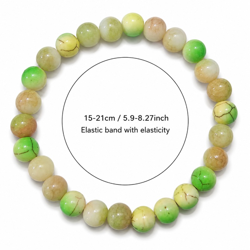 3pc Translucent Round Bead Bracelet Set, Gradient Colors
