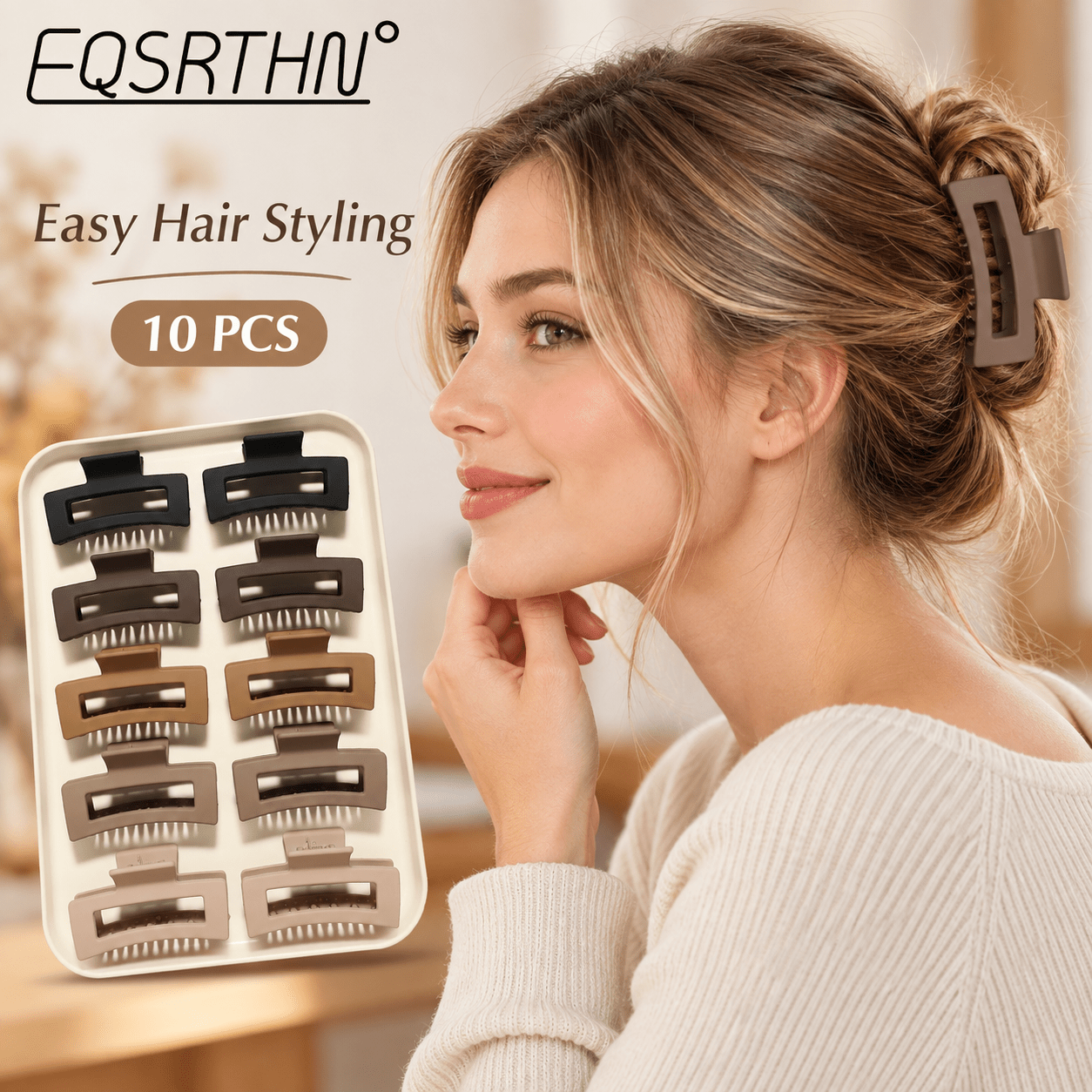 10pcs Neutral Hair Claw Clips Matte Non-Slip Set