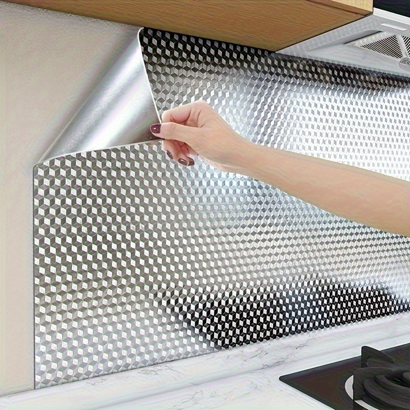 1 roll heavy duty self   aluminum foil kitchen oil proof film splash proof durable high quality oil proof drawer pad stove protection pad easy to clean suitable for countertops ovens barbecue grills   for home and  