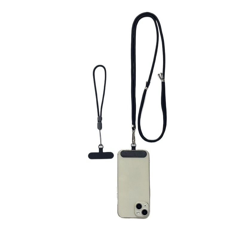 Image of A Set Of 2 Adjustable Phone Lanyards For Couples, Featuring Long And Short Styles. Fashionable Outdoor Wrist Straps Worn Crossbody Or Around The Neck, Come With Adhesive Patches