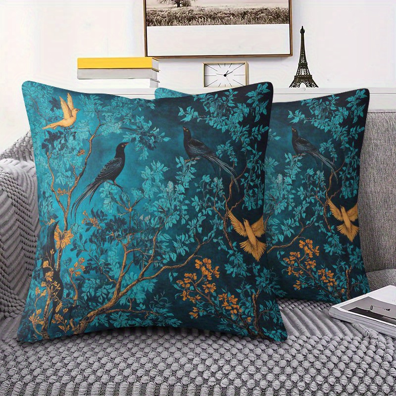 TEMU 2pcs Velvet Decorative Pillow Covers, Contemporary Style, Hypoallergenic, Machine Washable, Zipper Closure, Woven Polyester, Pattern, Ideal For