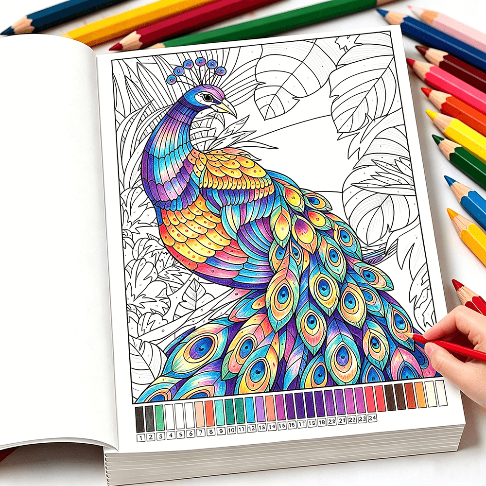 Image of 32-page Large Adult Coloring Book With Numbered Pages Suitable For Relax & Anti-anxiety Relax, Floral Themed By Numbers Workbook For Adults, Large Size Easy-to- For Relaxation And Art Relax Activity