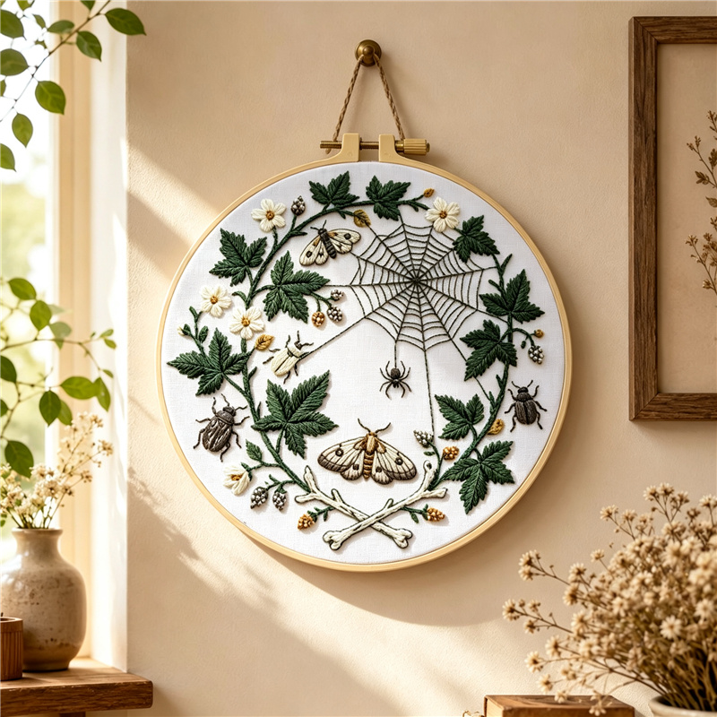 Complete DIY Hand Embroidery Kit with Spider Web Pattern