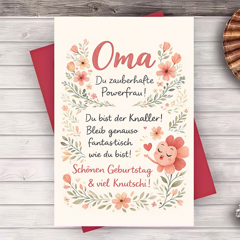 Image of 2pcs (one Envelope And 1 Greeting Card)floral Birthday Greeting Card For Grandma With Perfect For And Family And Friendsgreeting Card