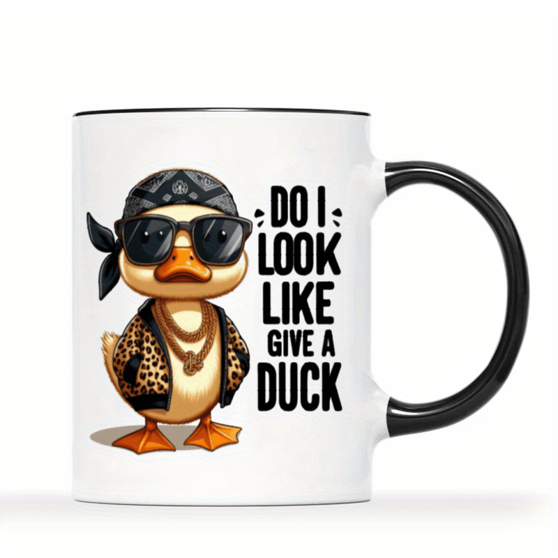 1pc funny do i   i give a duck mug 11oz ceramic coffee cup with cool   insulated machine washable perfect humor gift for   ideal for home office use coffee bar accessories details 3