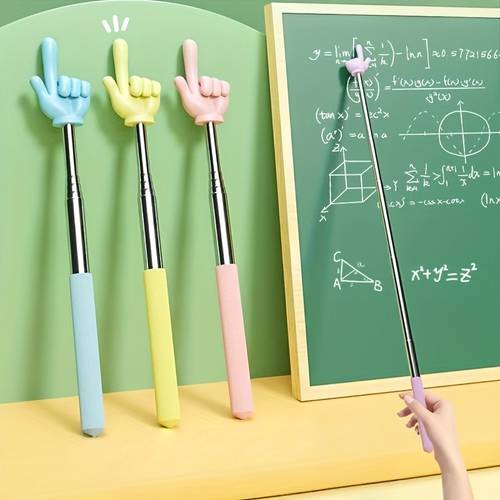 1pc random color retractable dual finger reading rod teaching pointer reading finger retractable reading rod teaching aid pointer teachers teaching rod parent teacher teaching aid finger pointer book reading learning rod an ideal