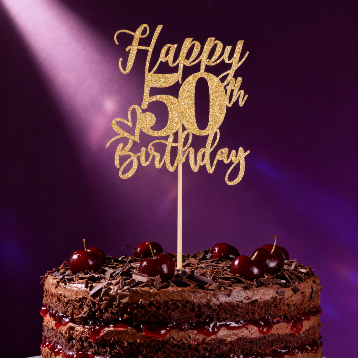 Image of 1pc Golden Glitter Happy Birthday Cake Topper | Funny 10th Birthday Party Supplies, Material