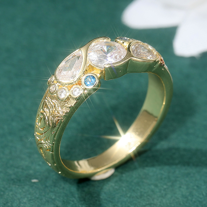 Creative Geometric Golden Color Exquisite Rings