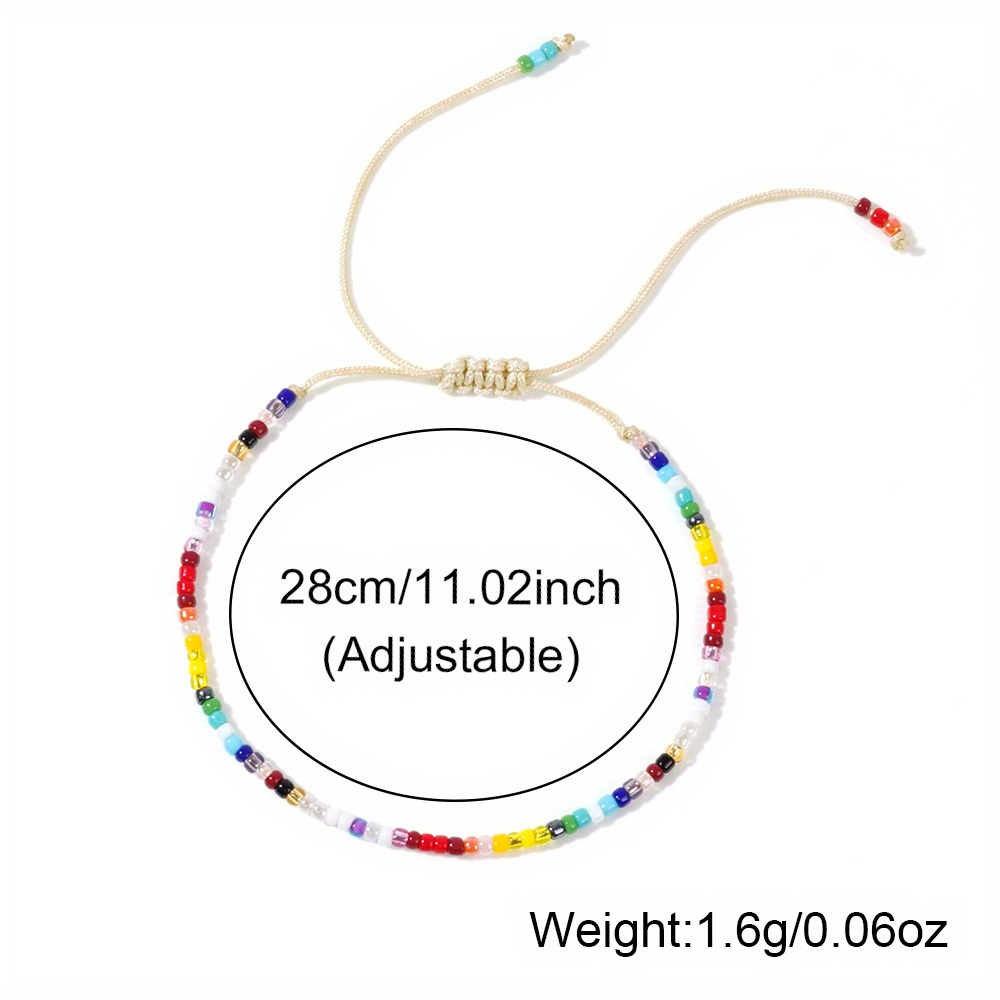 Boho Rainbow Glass Bead Bracelet Lightweight Yellow Cord Decorative Knots