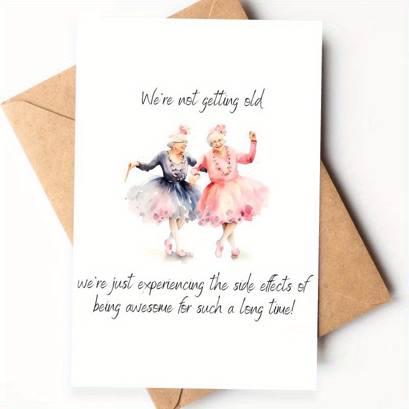 TEMU Funny Disgracefully Old Lady Birthday Card, Spring Birthday, Gift For Friend Mum Sister Auntie Daughter Cousin Wife Girlfriend Bestie 1pc