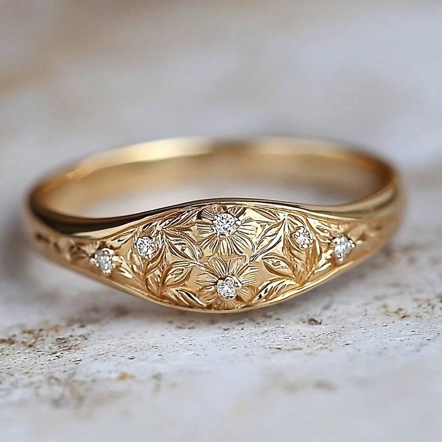 TEMU Angol Exquisite And Fashionable Patterned Women's Ring, Trendy And Women's Jewelry Accessory, Banquet Party Wedding Ring, Holiday Gift For Her