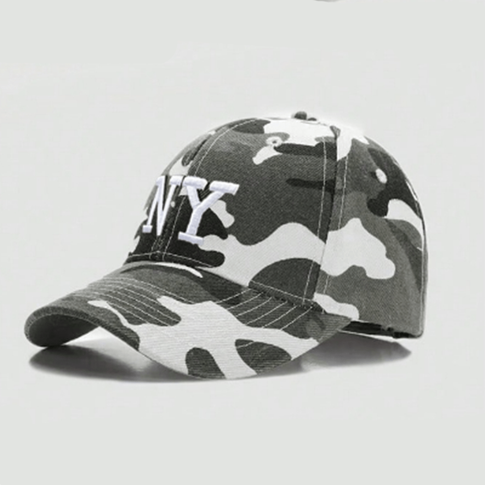 Image of 1pc Adjustable Ny Embroidery Camo Baseball Cap, Outdoor Casual Hat For Spring/autumn Traveling, Beach, Y2k Style Unisex
