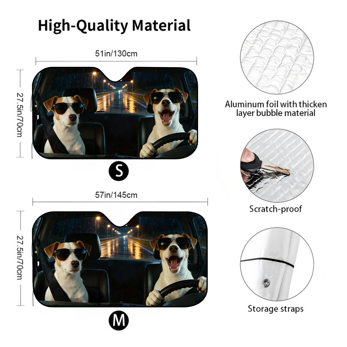 TEMU 1pc Dog-shaped Car Windshield Sunshade With Cute Canine, Foldable Upf Shield Suitable For Suvs, Trucks,, Sedans - Front Windshield Cover For