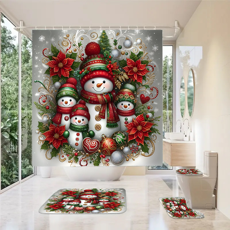 

4pcs Polyester Bathroom Set Snowman & Christmas Art, - , , Includes - For &