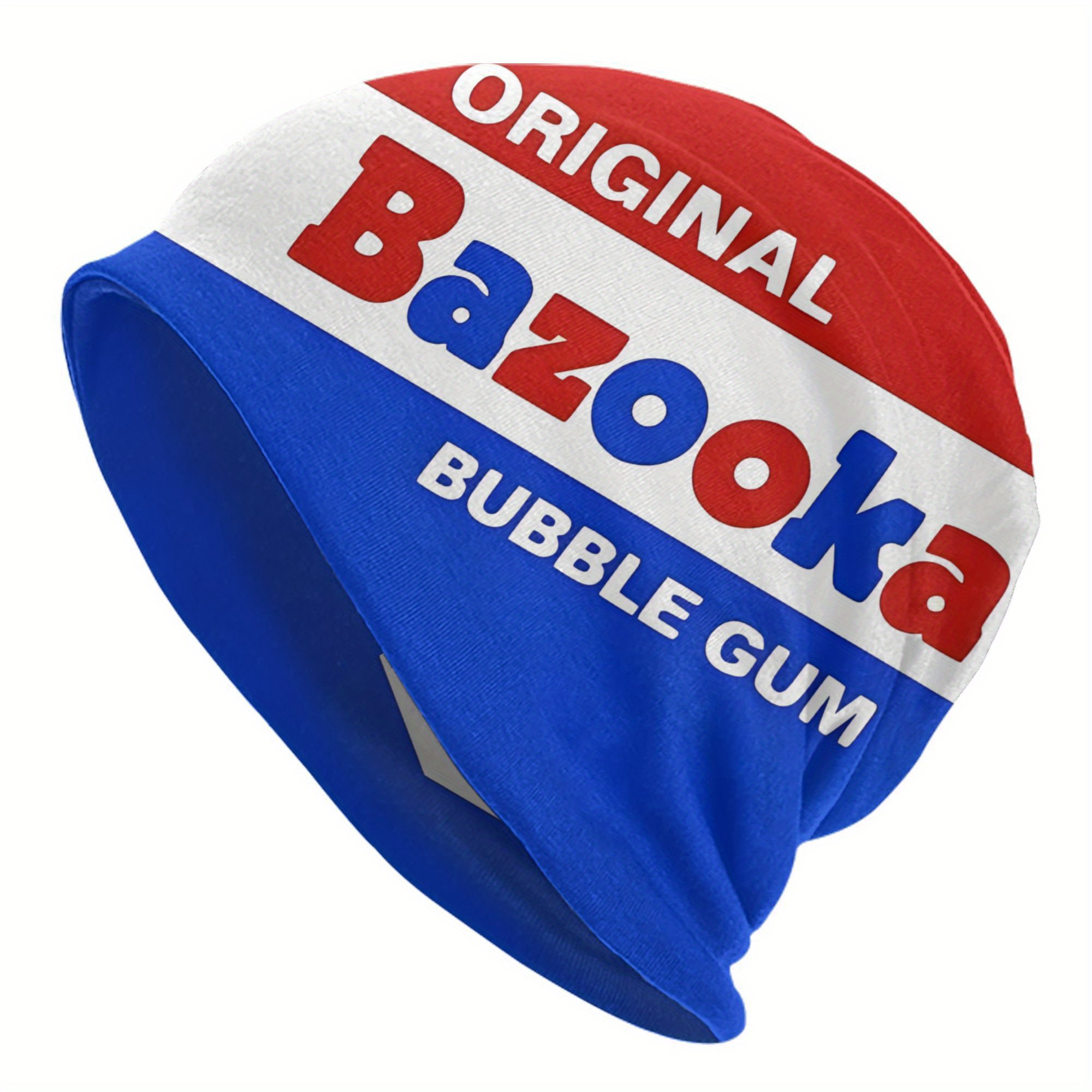 TEMU Bubble Gum Bonnet Beanie - Hip Hop Street Style Knit With Colorful "original Bubble Gum" Design, Polyester Blend, Casual Wear, Casual Headwear | Bonnet | Durable Headgear