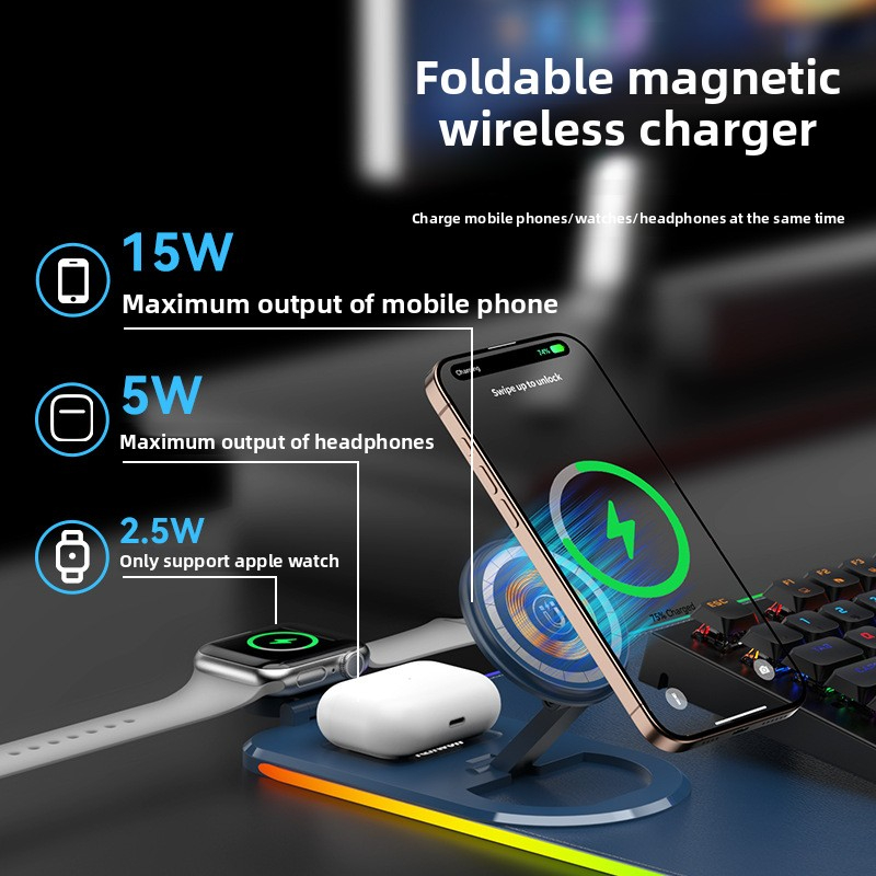 15w 3-in-1 Stand Wireless Charging Mouse Pad Office Desk Mat Colorful Luminous Gaming Mat Extra Large Mouse Pad