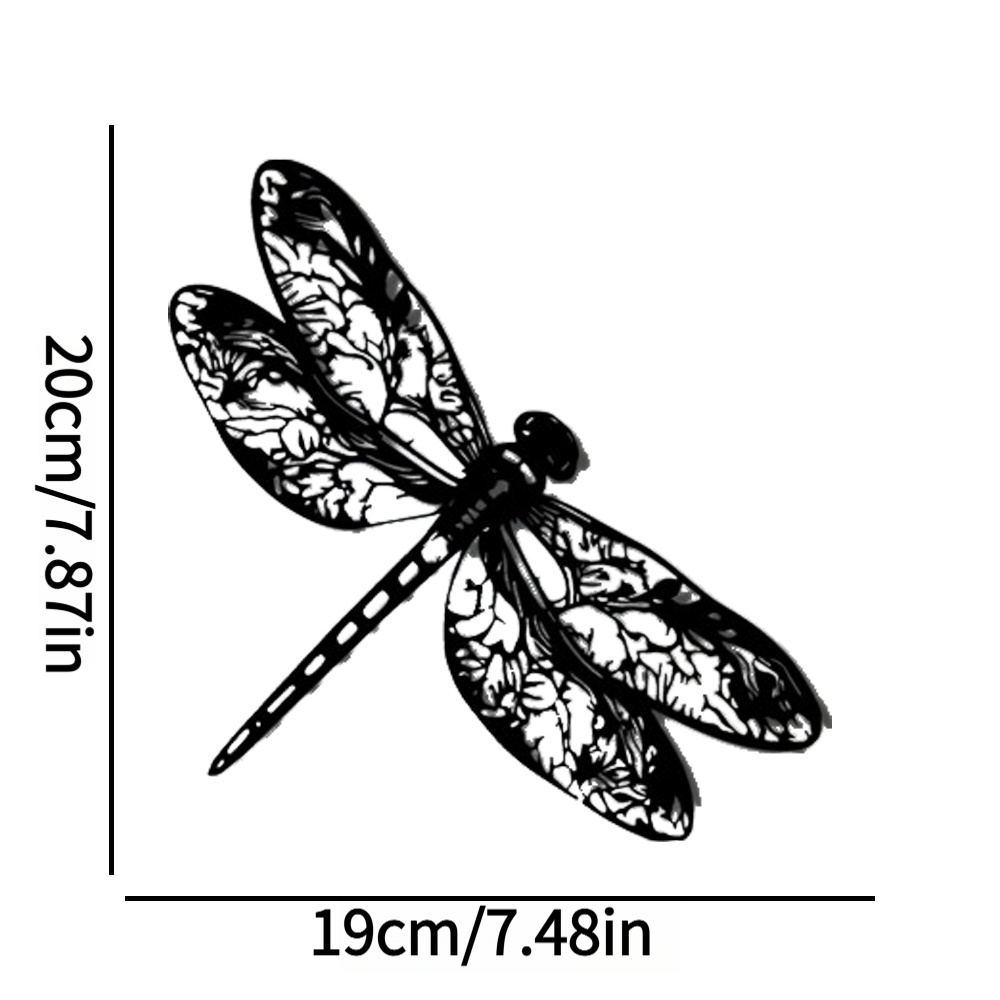 TEMU [2d Flat] 1pc Large Acrylic Dragonfly Wall Decor - Black Artistic Modern Horizontal/vertical Hanging , Intricate Hollow Wing Pattern, Suitable