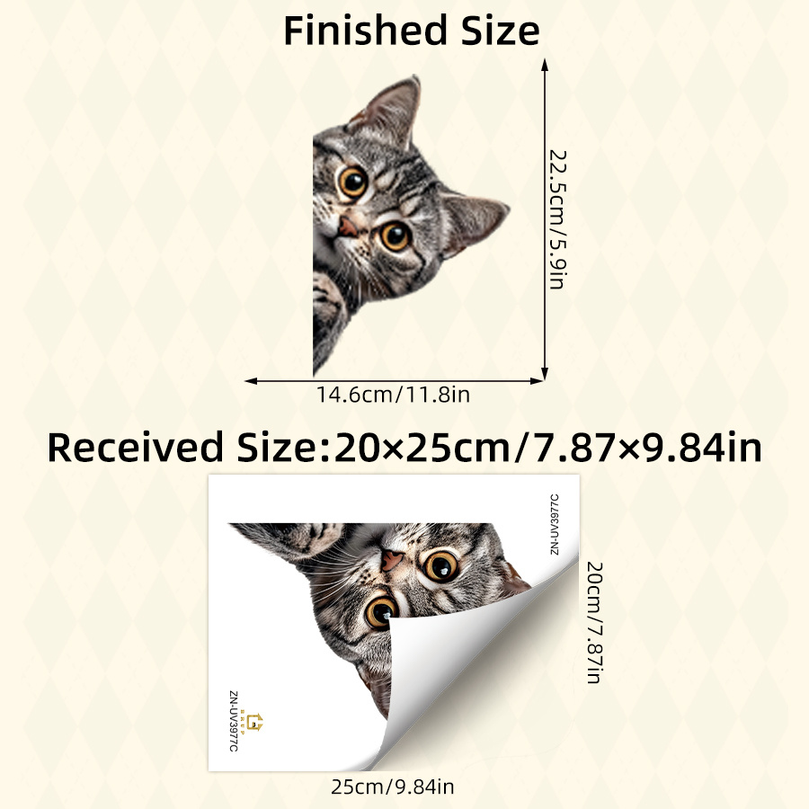 1pc 3d Cute Cat Window Stickers -double Sided Visibility Pvc Self-adhesive Decals -easy To And Stick Home Decoration- For Glass/car Window / Walls & Toilets - Realistic Gray Design