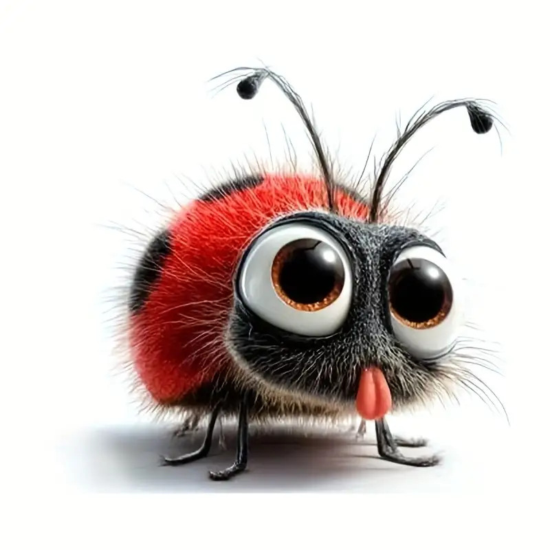 Cute Ladybug Waterproof Glossy Vinyl - Realistic Black/ With White, & Big Eyes - & Stick (irregular Shape) Decal For Cars, Windows, Laptops, Room Decor - Removable Adhesive Ladybug