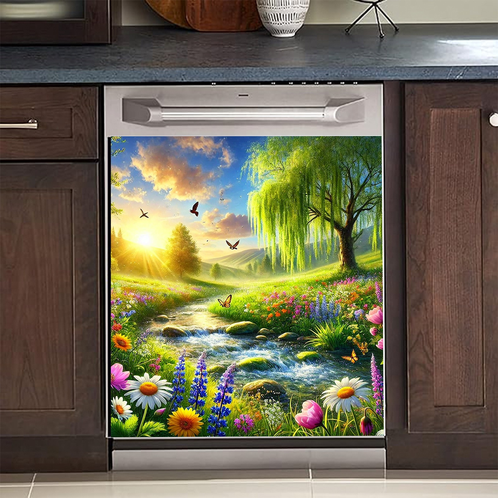 

Party Supplies Set Spring Floral Themed Magnetic Dishwasher Door Cover - Easy To Clean, Required - Great For Kitchen And Home Decor