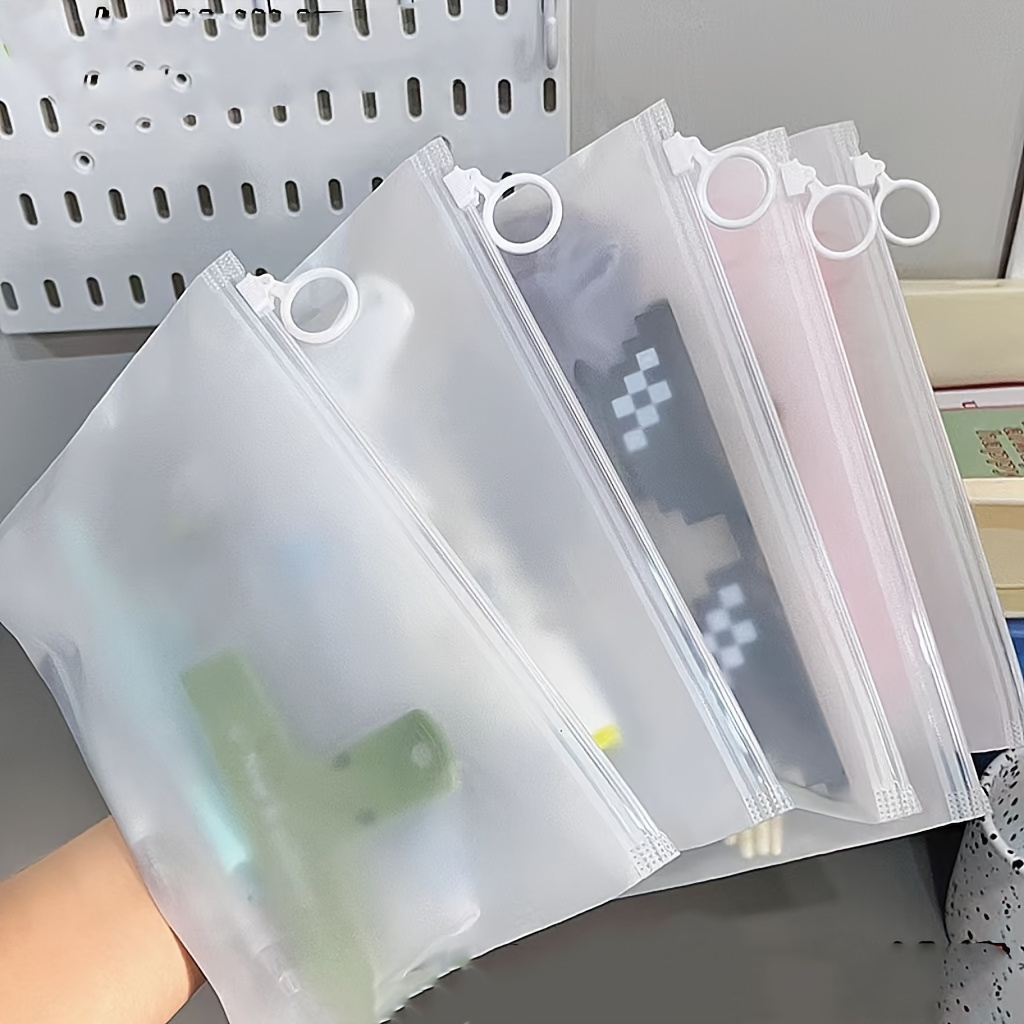 

20pcs Reusable Frosted Storage Bags With Pull Ring - Waterproof, Thickened Pvc Zipper Envelopes For Kitchen & Bathroom Organization, Agicultural Products, Portable, Family Storage Product