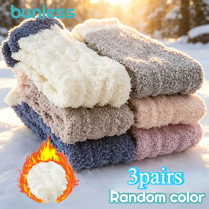 TEMU 3-pair Random Pack Women's Thermal Socks, Warm Socks, Non-slip, Suitable For Daily Wear, Fitness, Postpartum Care, Ideal Christmas Gift, Daily ,