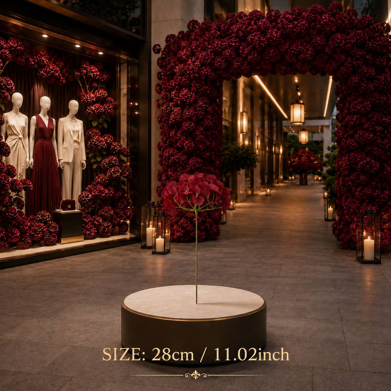 TEMU 8pcs Set - Burgundy Artificial Hydrangea Flowers With Wire Stems | Suitable For , Home Decor/parties, Mother's Day, Spring, Valentine's Day
