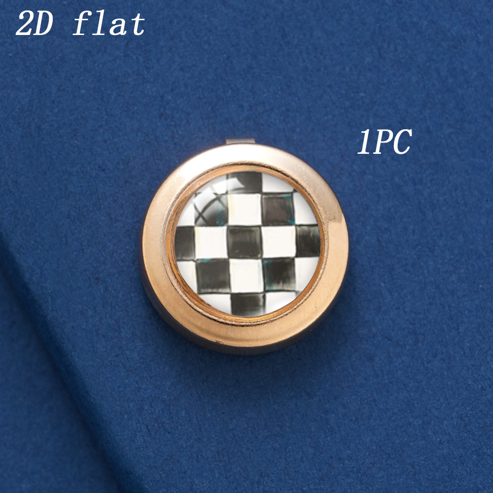 TEMU 1pc Bouton de chemise cabochon en verre motif , design plat 2D, bouton détachable à texture métallique ronde, polyvalent pour chemises, costumes