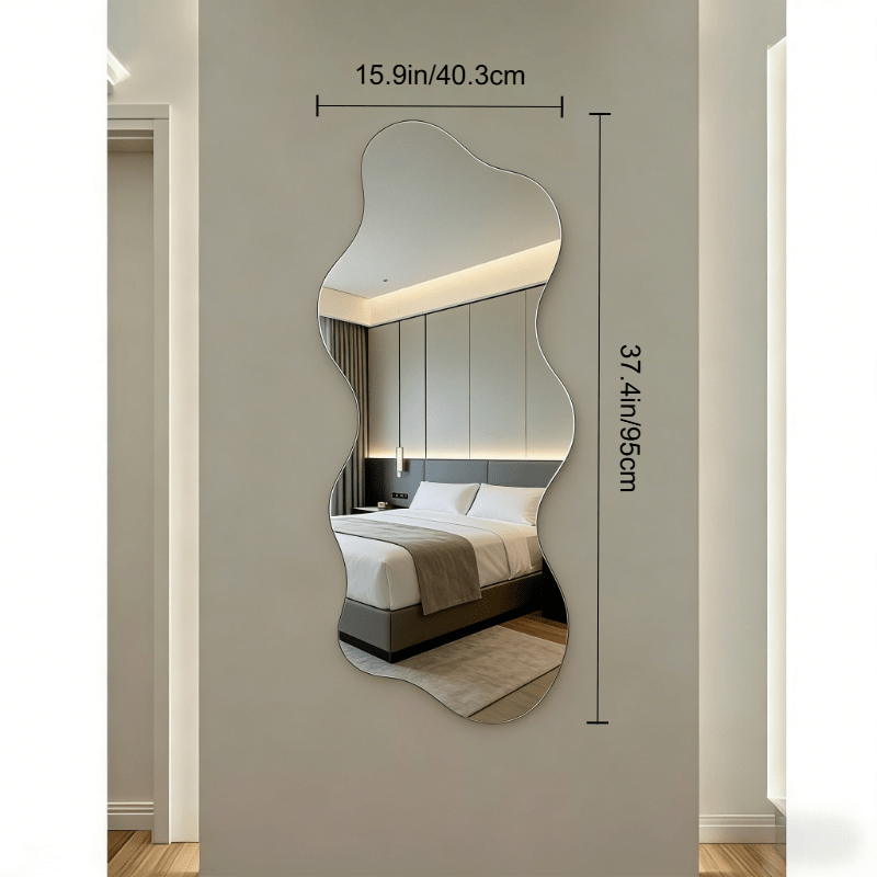 Irregular Acrylic Frameless Wave Mirror for Bathroom & Bedroom