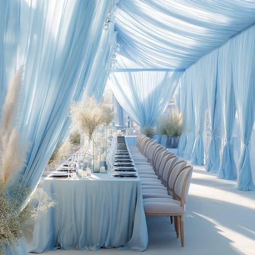 extra large light blue sheer fabric curtain 75 165cm 10 1 meters party decorations romantic wedding ceremonies bridal showers and christening parties exuding classic polyester material suitable for engagement