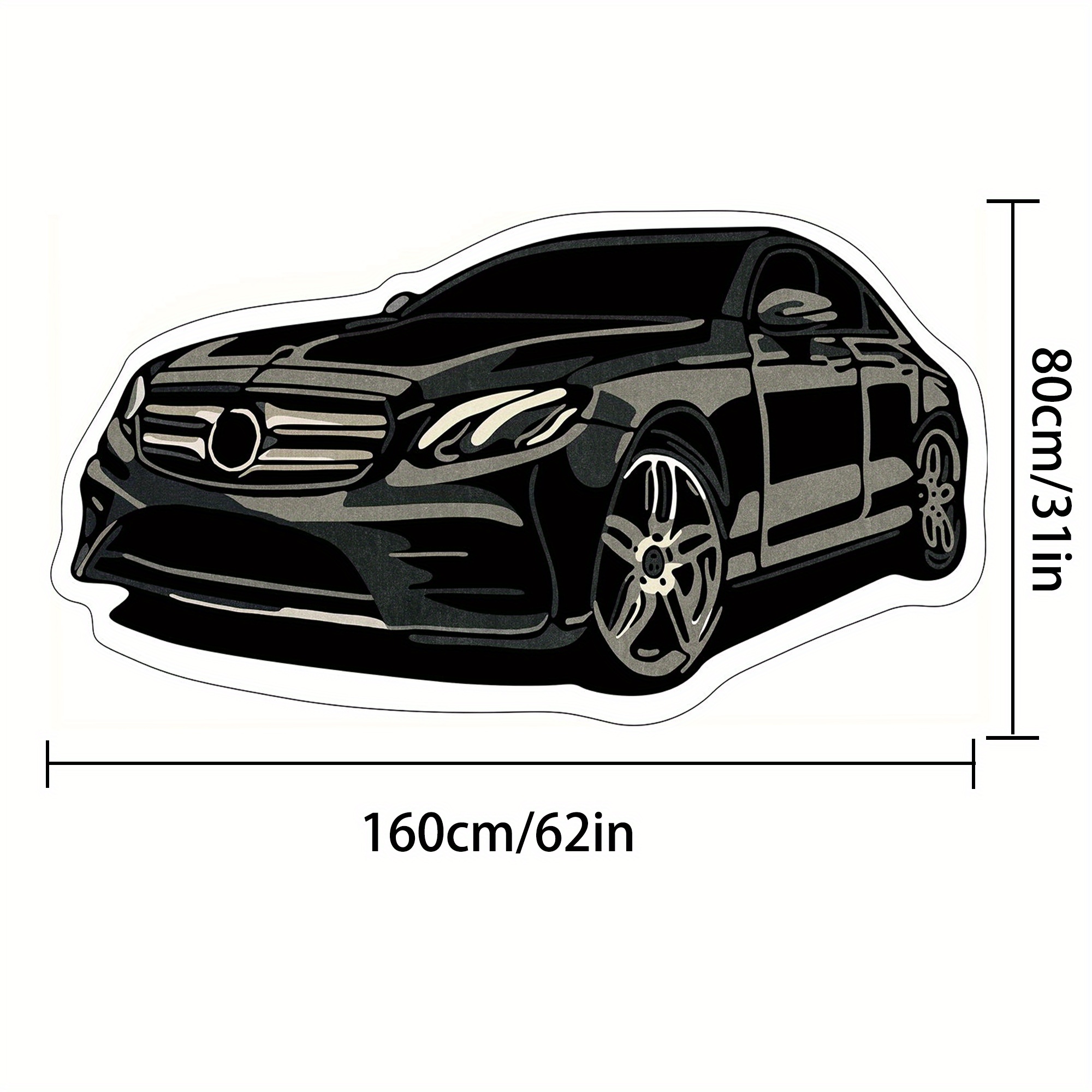 TEMU Cool Car Mat Black Car Long Bedside Mat Creative Fashion Irregular Mat Decorative Area Large Mat Living Room Bedroom Bedside Mat Holiday Gift