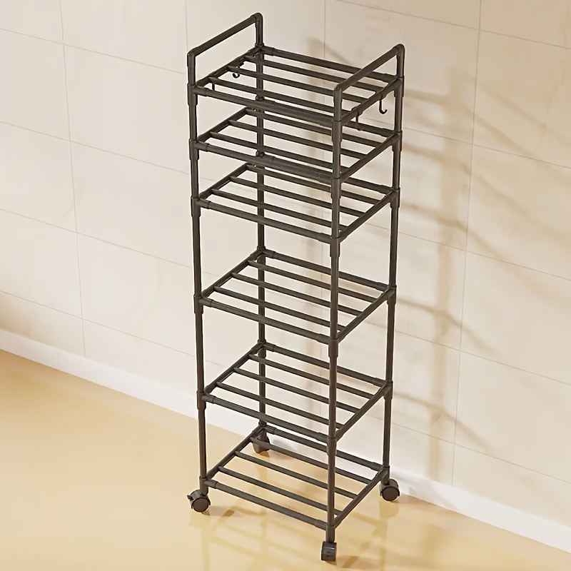 TEMU 66-inch 6-tier Rolling Metal Storage Rack - Versatile Multi-level Shelf For Space , Perfect For Use In Kitchens, Bathrooms, Living Rooms,
