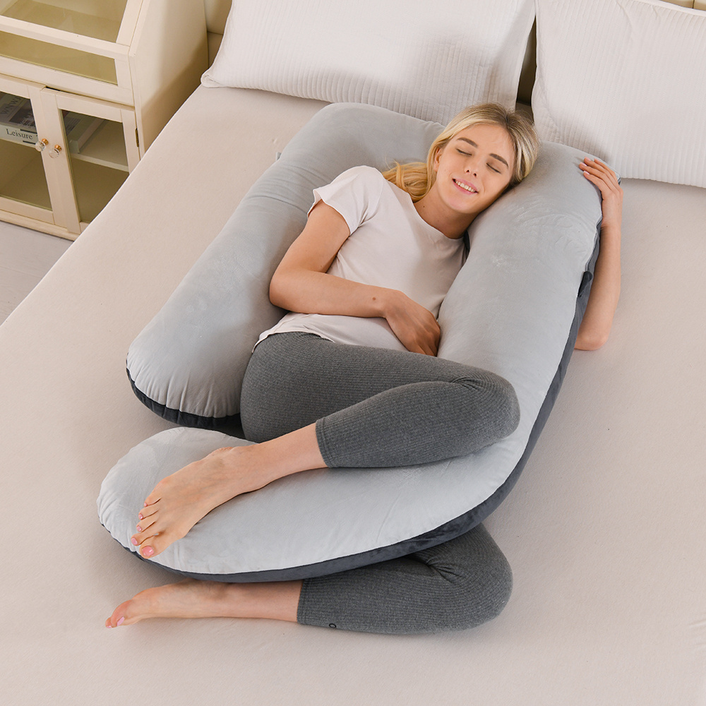 Image of Topchances Velvet Maternity Pillow, A Washable, Removable, High-elasticity Side-sleeping Pillow, Is Designed For Pregnant Women And Is An For Relaxation At Home.