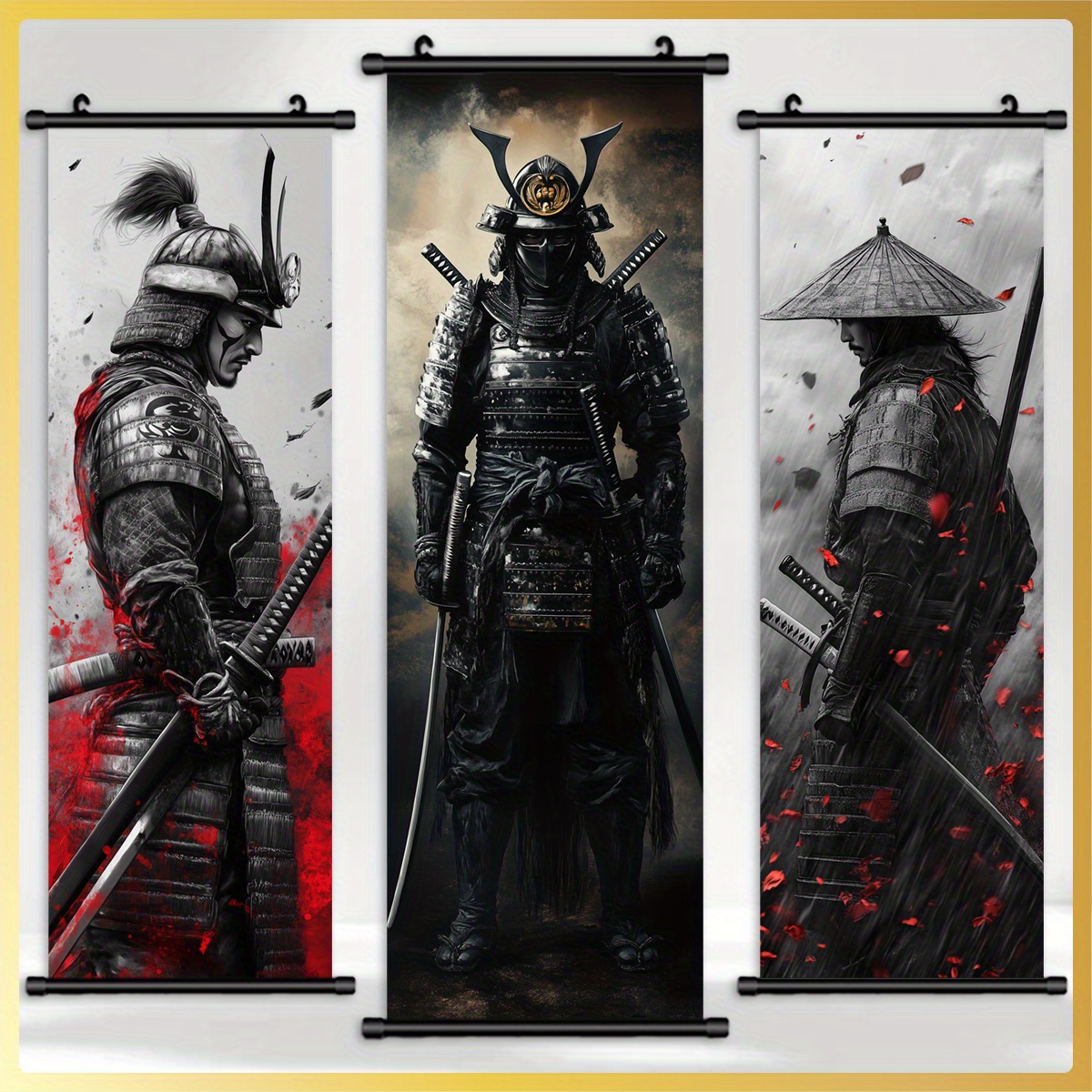 TEMU 3pcs Exquisite Unframed Japanese Painting, Art Deco Canvas Poster, Wall Art Room Decoration, Ideal Gift For Friend, Indoor/ Outdoor Decor, Ink