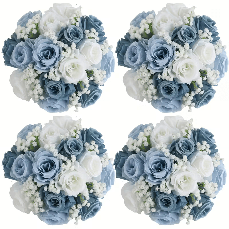 4pcs 15 head simulation hemispherical rose flower ball each flower ball is   of 15 rose flower heads and gypsophila wedding decoration artificial flower suitable for wedding scene layout party parties valentines day decoration