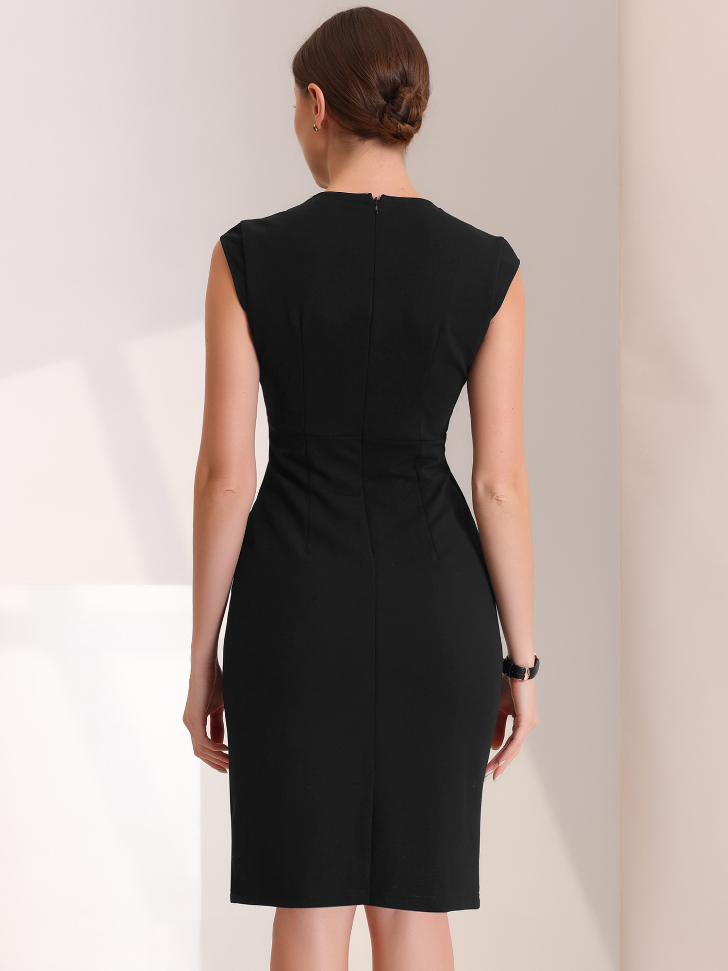 womens sheath dress work pencil sleeveless office elegant - Temu