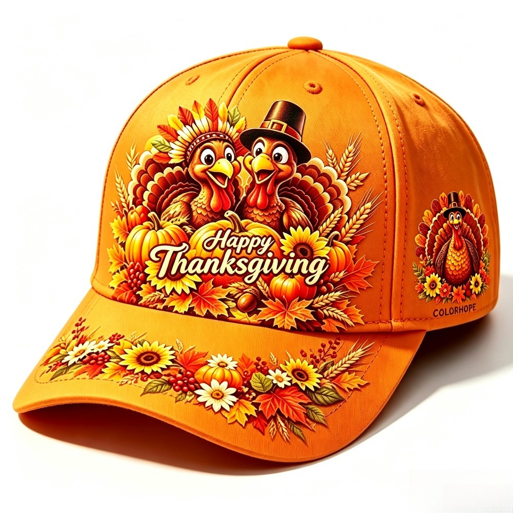TEMU , With Maple Leaf Flowers And Turkey Pattern Patterns, Suitable For Autumn, Thanksgiving, And Halloween, Daily Wear Hat Decoration, Ideal Gift