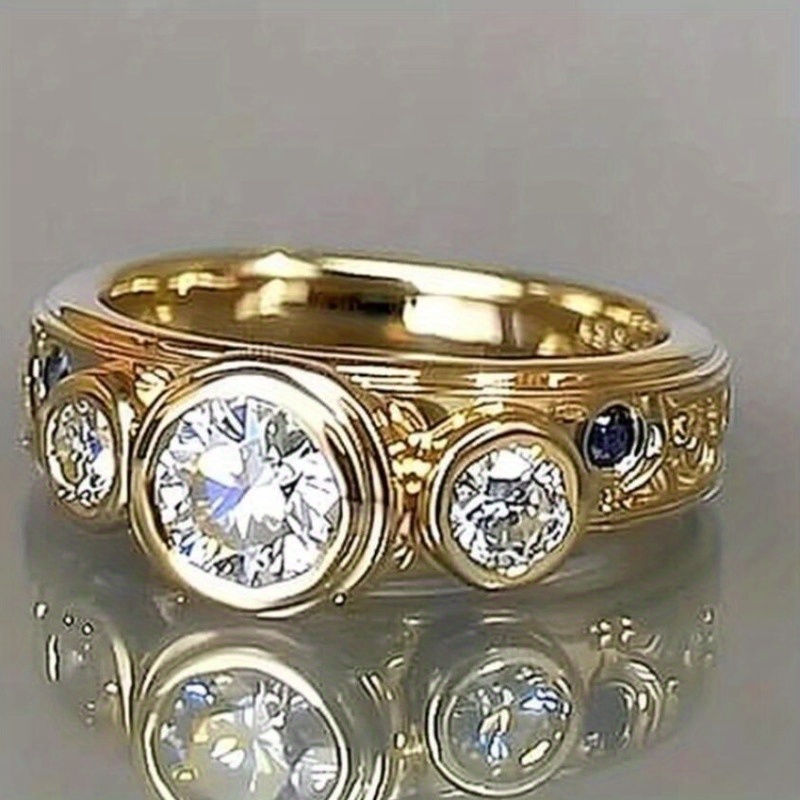 Image of 1pc Women's Anniversary Ring, Luxurious Easy Synthetic Zirconia Band, Women' Casual Outfit Party Banquet Jewelry Gift