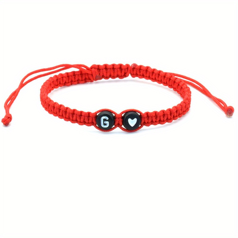 Round Peach Heart Couple Bracelet with 26 Letters