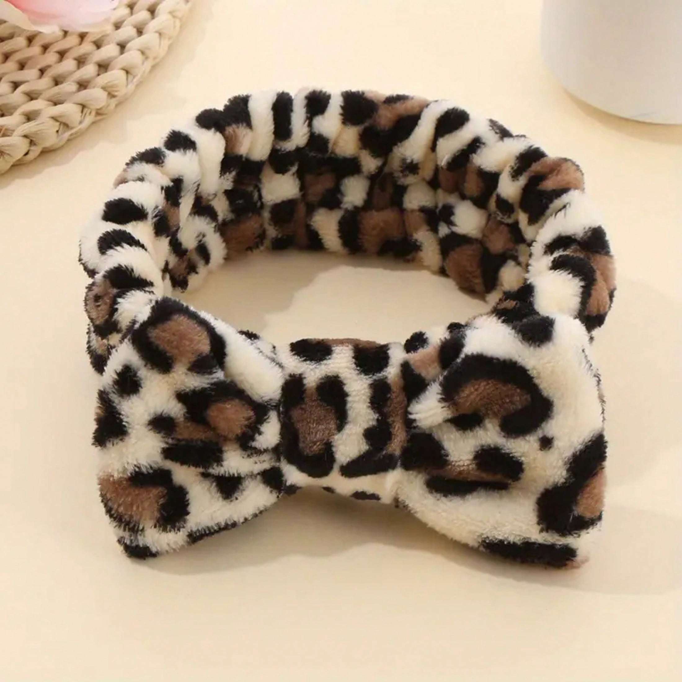 TEMU 1pc Women's Colorful Leopard Print Bow Headband, Cute Hair Additions For Washing Face & Makeup