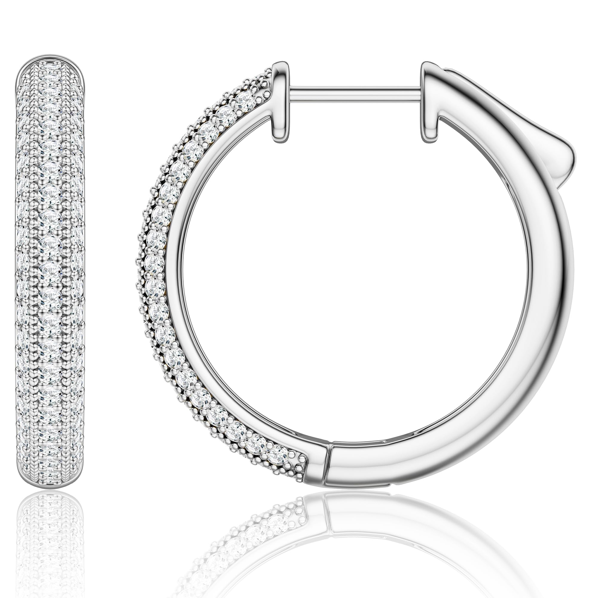 Image of 1pair Hoop Earrings For Women Hypoallergenic Tragus Cartilage Earrings With Aaa Cubic Synthetic Zirconia 20mm & 30mm Diameters Huggie Sleeper Earring