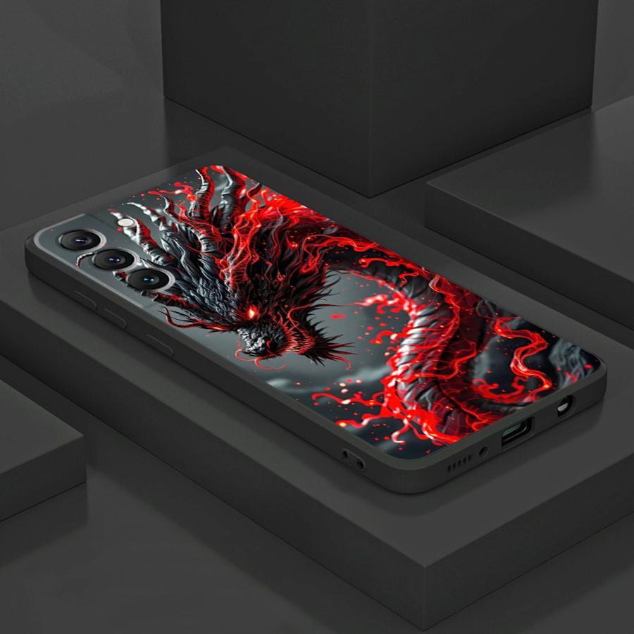 TEMU Phone Case - Silicone Protective Case Featuring A Dragon Design For For Galaxy Models Including S25, S24 Ultra, S23 Plus, S22, S21, S20 Fe,