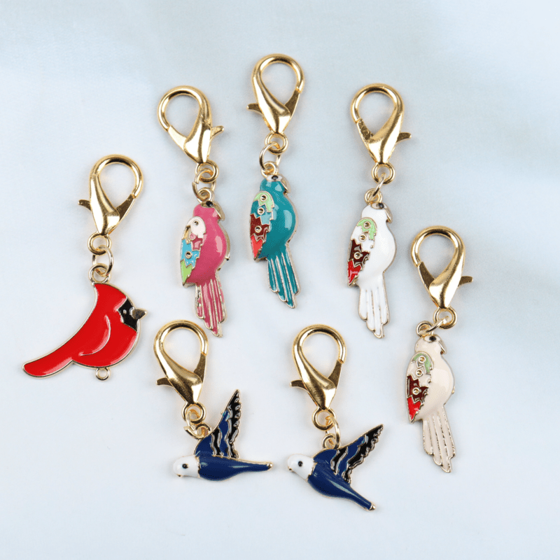 7pcs Cute Animal Bird Keychain Set, Fashionable And Fun Bag Accessories, Ideal Gift For Gatherings